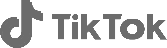 The grayscale TikTok logo features a stylized musical note icon to the left, followed by the word TikTok in bold, modern lettering.